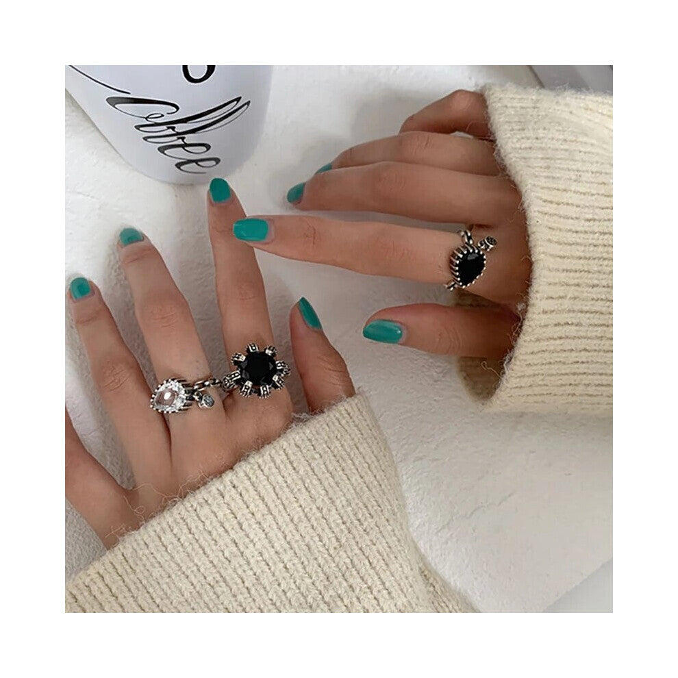 Foxanry Silver LOVE Engagement Rings Vintage Punk Water Drop Geometric Party Jewelry for Women