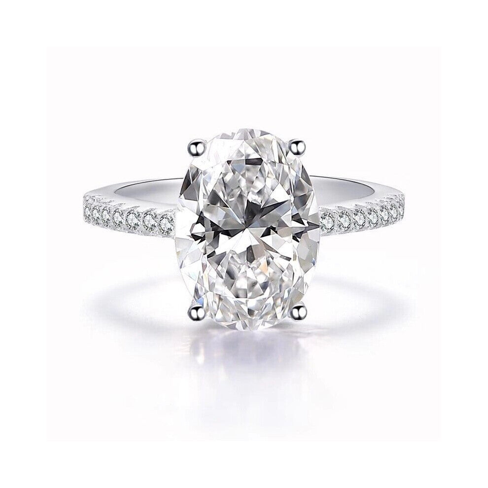 Charm Female Big Crystal Stone Ring Silver Wedding Rings For Women Vintage Bridal Engagement Jewelry