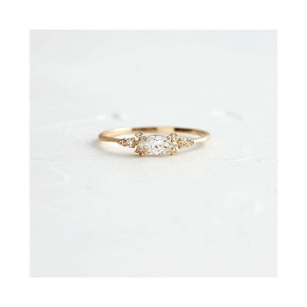 925 Sterling Silver Single Round Zircon Crystal Rings Women Cubic Zirconia Jeweled Leaf Loop Wedding Engagement Ring