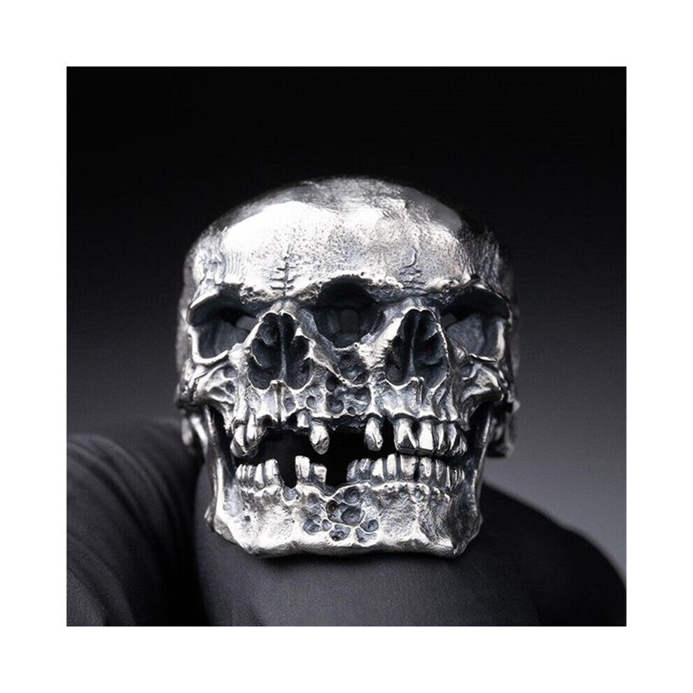 Unique Gothic Mens Skull Ring 316L Stainless Steel Rings for Men Skeleton Biker Party Jewelry for him