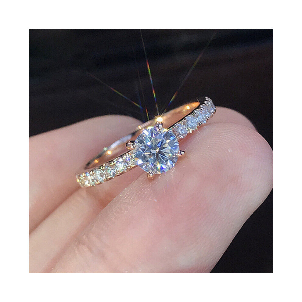 Colorful Zircon Engagement Ring with Silver Crystal Wedding Rings for Women Party Jewelry Accessories