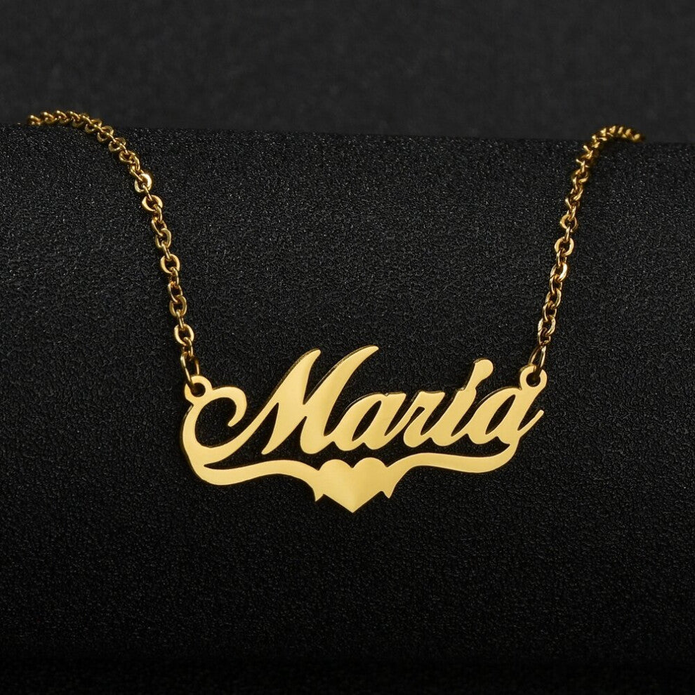 (Silver, 60cm) Name Necklace Personalized?Customized Stainless Steel Pendant?Heart Letter Necklace for Women?Jewelry Gift?