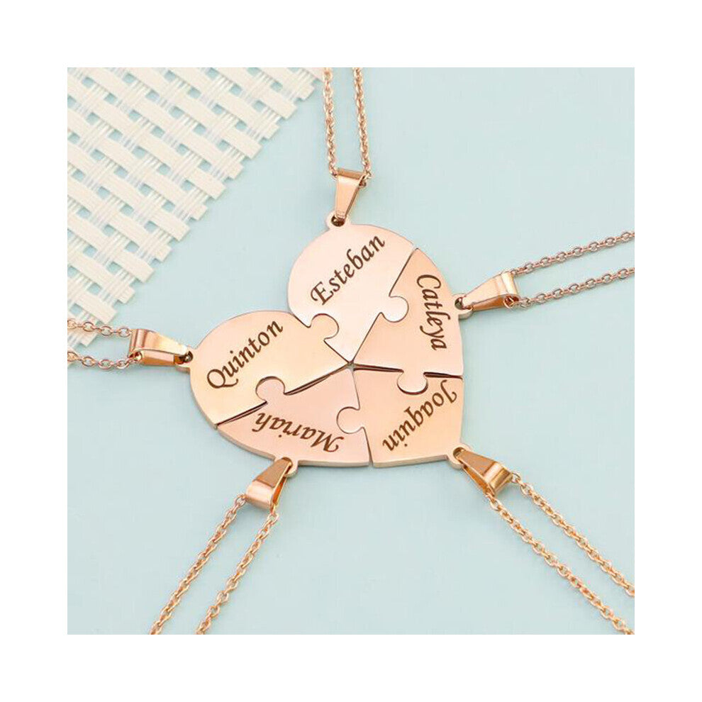 PolishedPlus Heart Shape Splicing Pendant Puzzle Necklace Keychain Keyring Family Names Men Women Jewelry
