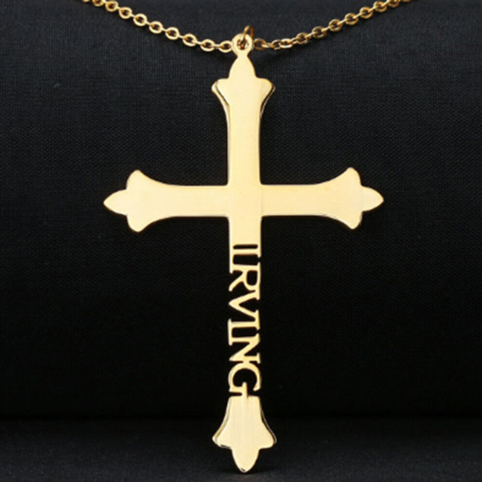 (Silver, 60cm) Atoztide Name Necklaces Zircon Cross Personalized Stainless Steel Pendantr for Women?Jewelry Christmas Gift