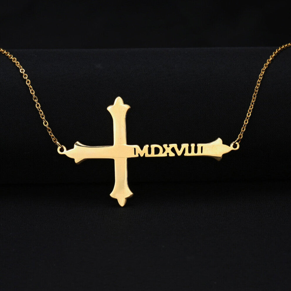 (Silver, 40cm) Atoztide Name Necklaces Zircon Cross Personalized Stainless Steel Pendantr for Women?Jewelry Christmas Gift