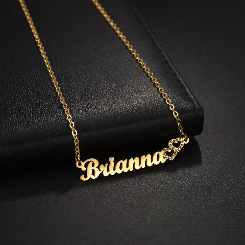 (Silver, 40cm) Atoztide Name Necklaces Personalized Stainless Steel Pendant?Heart Rose Shape Letter for Women?Jewelry Gift