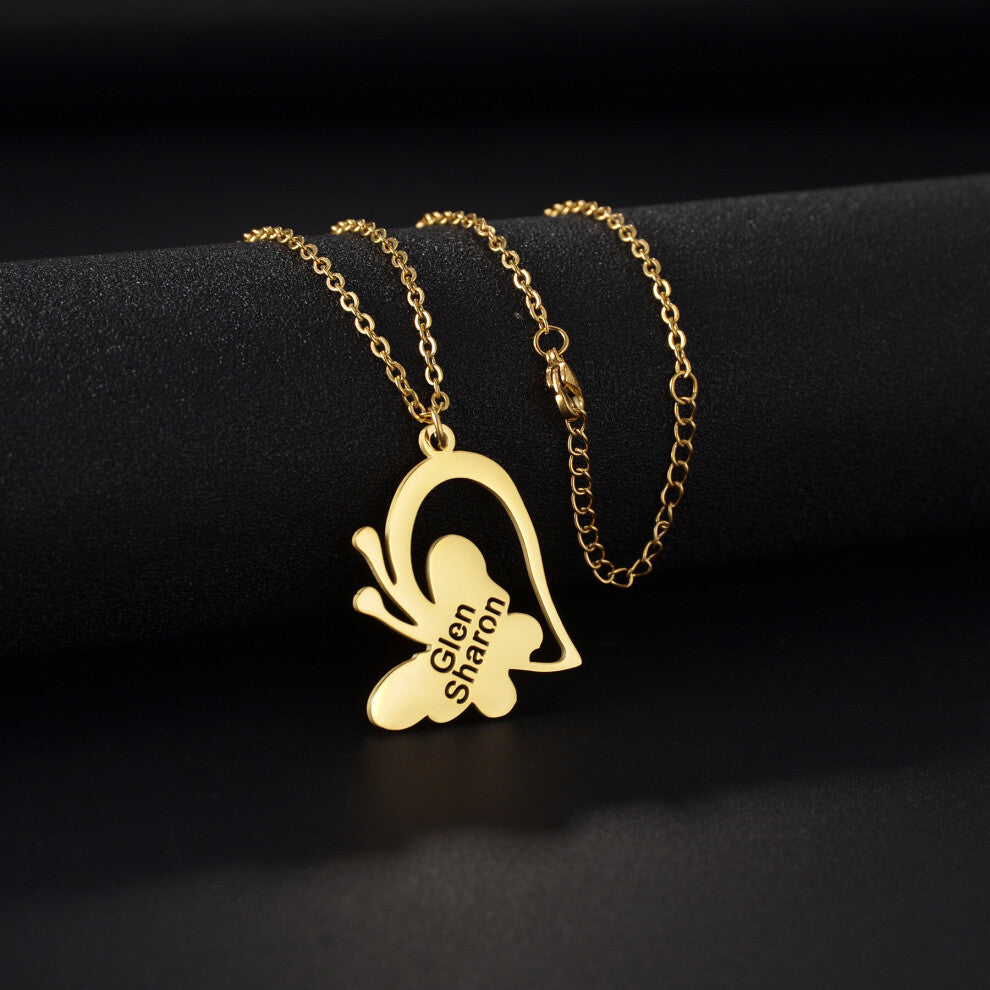 (Silver, 50cm) Atoztide Name Necklaces Personalized Stainless Steel Pendant?Heart Rose Shape Letter for Women?Jewelry Gift