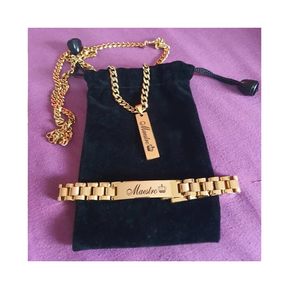 (White, 45cm) Name Necklaces For Men Stainless Steel Gothic Cuban Chain Chokers Nameplate Necklace Men Jewelry Bijoux Femme