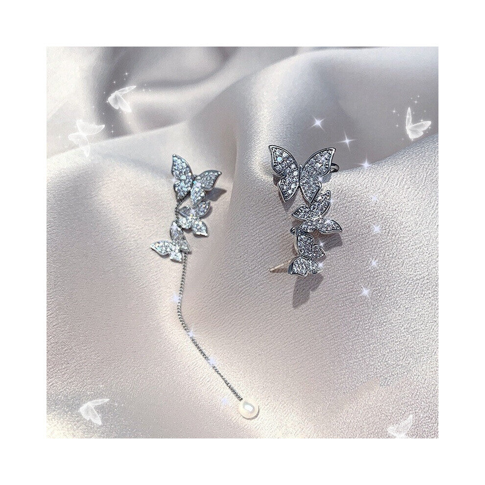 Butterfly Tassel Earring for Women Ear Cuffs Jewelry Vintage Chain Earings Party Gift