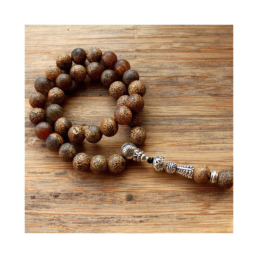 10mm Brown Leopard Grain Stone Bead 33 Prayer Beads Islamic Muslim Tasbih Allah Mohammed Rosary for women men
