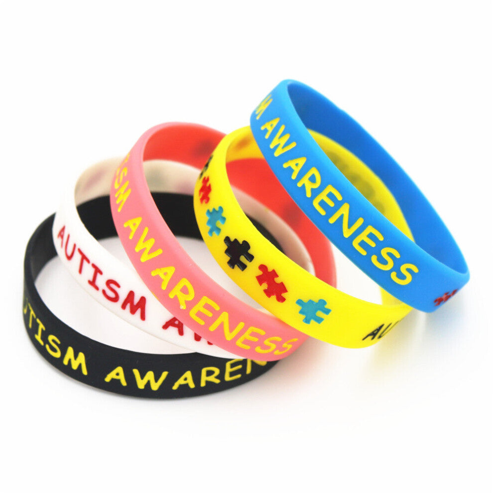 5PCS Colorful Autism Awareness Puzzle Silicone Wristbands Daily Reminder Puzzle Sillicone Rubber Bracelets&Bangles SH075
