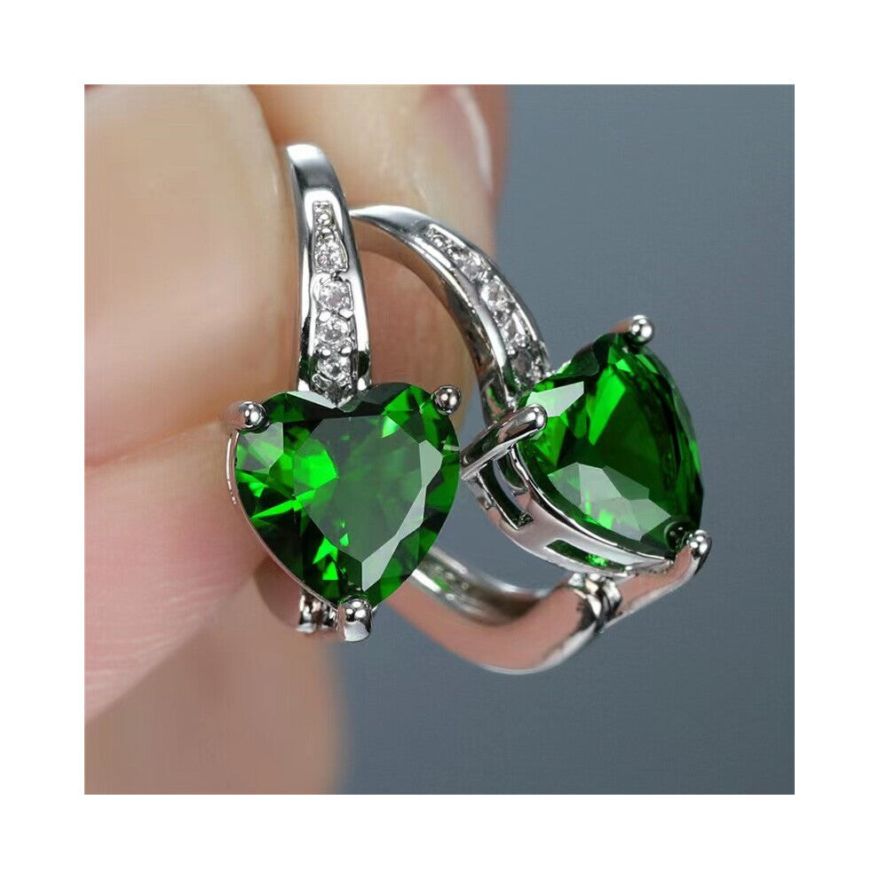 Women's Heart-shaped Zircon Women's Earrings Versatile Peach Heart Earrings Couple Engagement Earrings