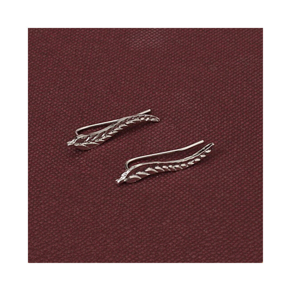 Personality Metal Leaf Ear Sweep Wrap Ear Climber Leafs Ear Clip Cuffs Earrings for Wo
