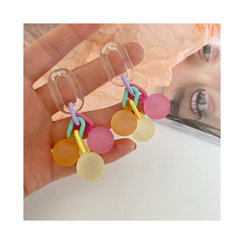 Summer Fresh Bubble Contrast Non-piercing Clip-on Earrings Acrylic Ball Creative Earrings for Women Girl