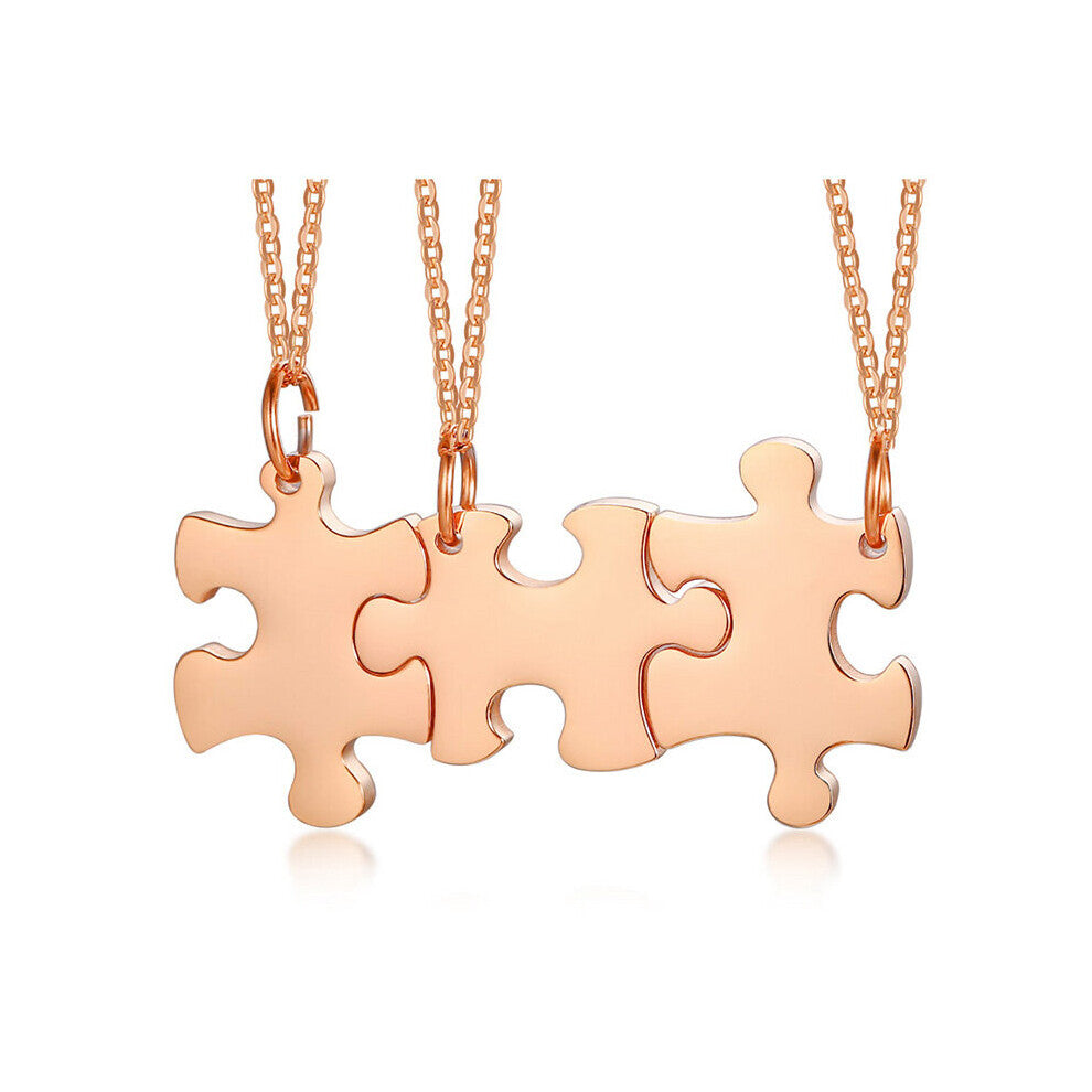 Personalized Puzzle Necklace Friendship Pendant 2-3-4-5 Pieces BFF Stainless Steel Bridesmaid Gift