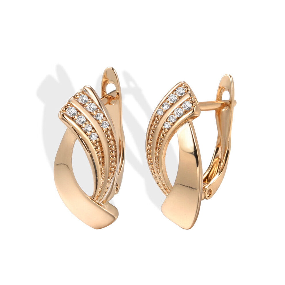 Kinel Glossy Dangle Earrings 585 Rose Geometry Natural Zircon Earrings For Women Daily Fine Jewelry