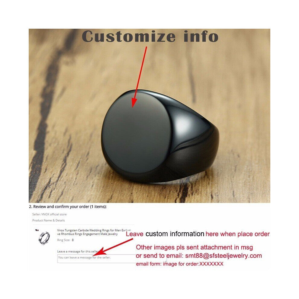 20mm Chunky Personalize Round Top Signet Ring for Men Glossy Heavy Stainless Steel Stamp Ring Punk Male Boy