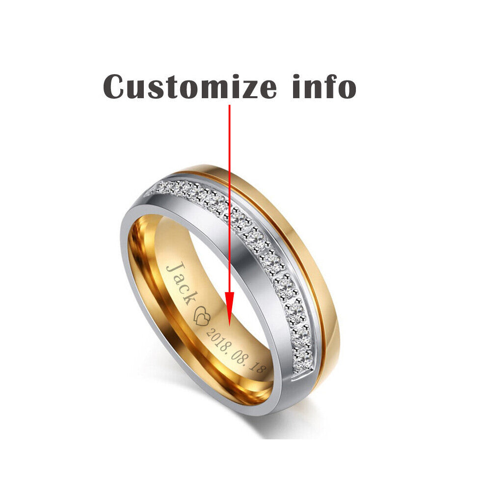 Wedding Ring for Women - Men Love Engagement Couple Stainless Steel Jewlery Anniversary Gift US size