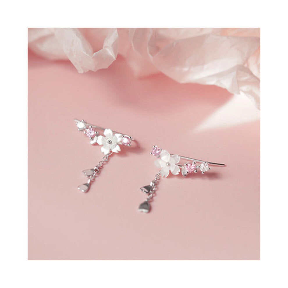 Creative Cherry Blossoms Flower Stud Earrings For Women Romantic Flower Earrings Party Engagement Jewelry