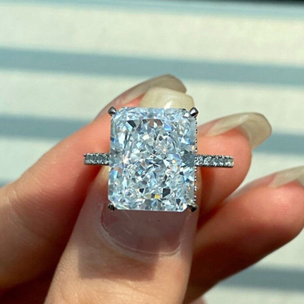 925 Sterling Silver 8CT Crushed Ice Cut Sapphire Gemstone Wedding Fine Jewelry Engagement Ring For Women