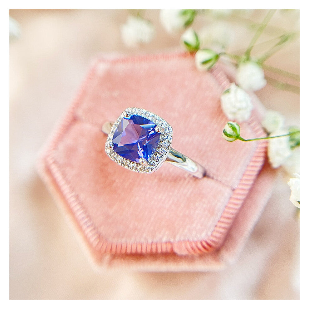 Nano Tanzanite Gemstones Ring for Women Solid 925 Sterling Silver Cousin Engagement Wedding Jewelry Daily