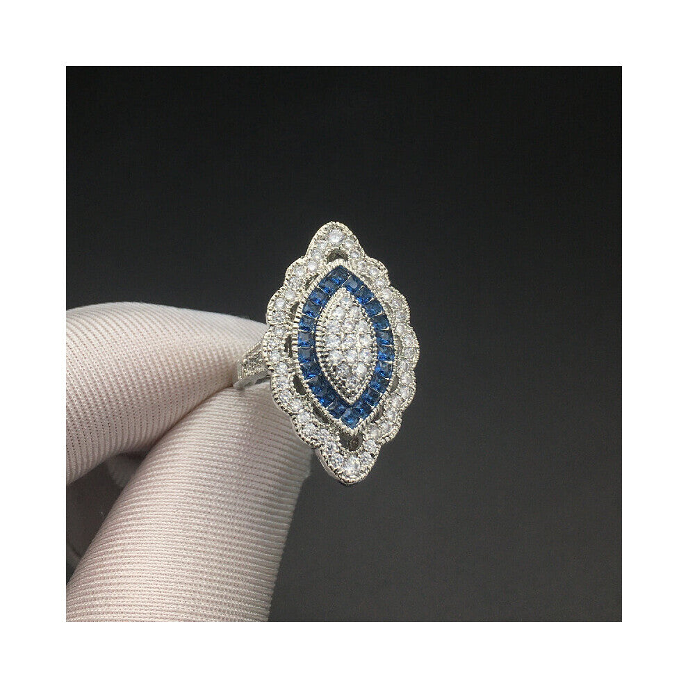 Retro Charm Ring for Women 925 Silver Jewelry Accessories Sapphire Zircon Gemstone Ring Wedding Engagement
