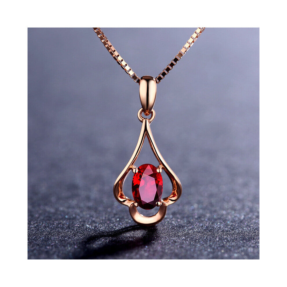 Retro Necklace Silver 925 Jewelry Oval Shaped Ruby Gemstone Pendant Accessories for Women Wedding Engagement Promise Party Gift