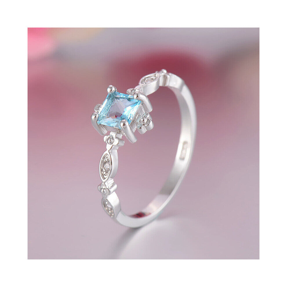 Ring 925 Silver Jewelry with Sapphire Zircon Gemstone Finger Rings for Women Girl Wedding Engagement Party Accessories