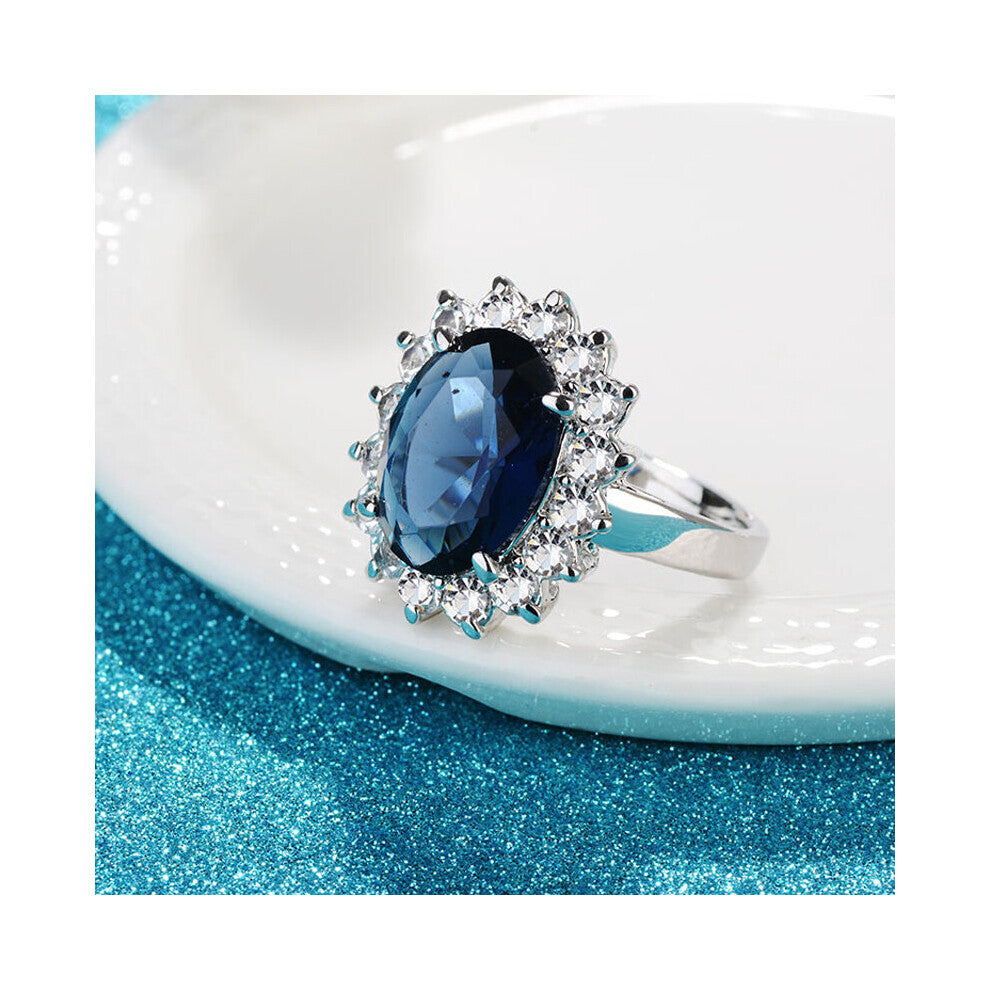 Charm Rings Silver 925 Jewelry Oval shape Sapphire Zircon Gemstone Finger Ring Ornaments for Women Wedding Engagement Party Gift