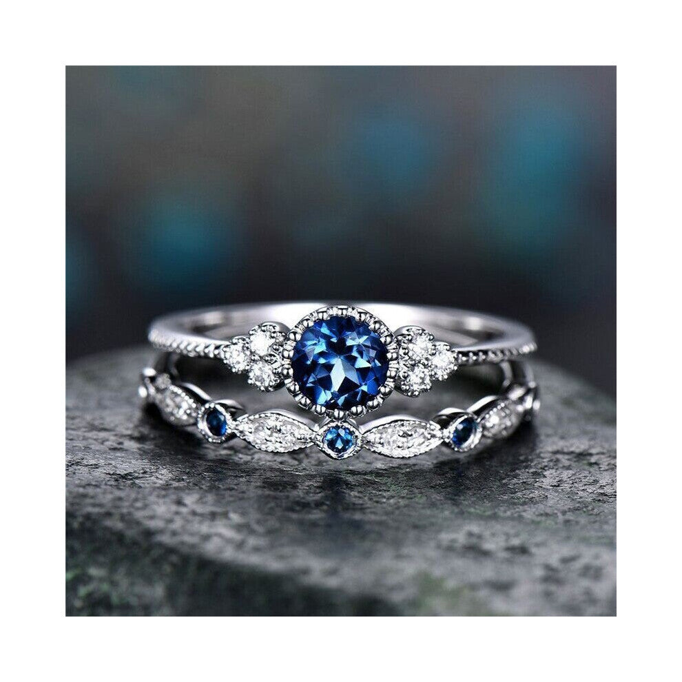 Rings Set 925 Silver Jewelry with Green Zircon Gemstones Finger Ring for Women Wedding Engagement Party Gift Accessories