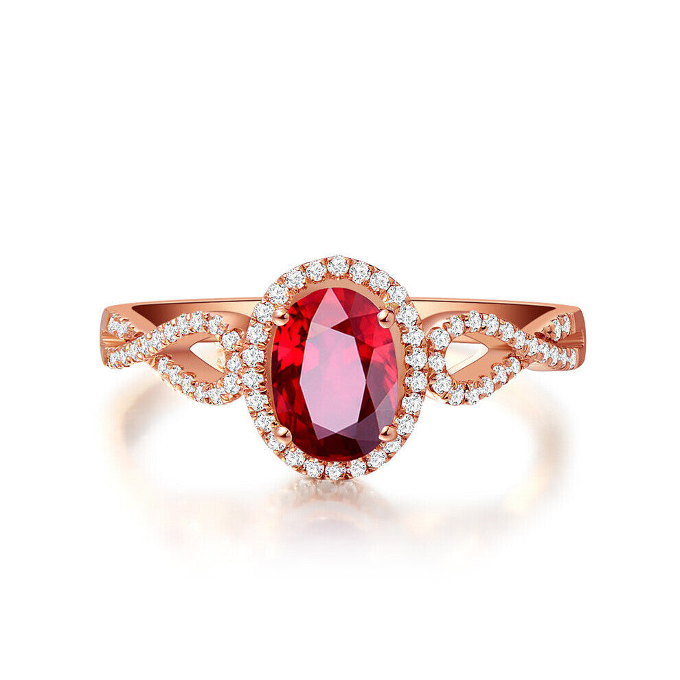 Rings 925 Silver Jewelry for Women Oval Ruby Zircon Gemstone Open Finger Ring Accessories Wedding Engagement Party Gift