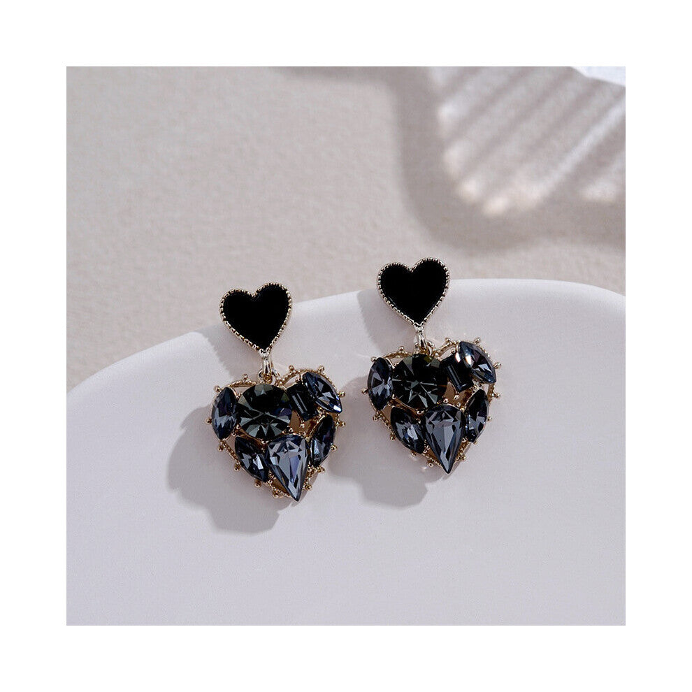 Temperament Crystal Stud Earring For Women Heart Bow Square Earrings Girl Party Wedding Engagement Jewelry