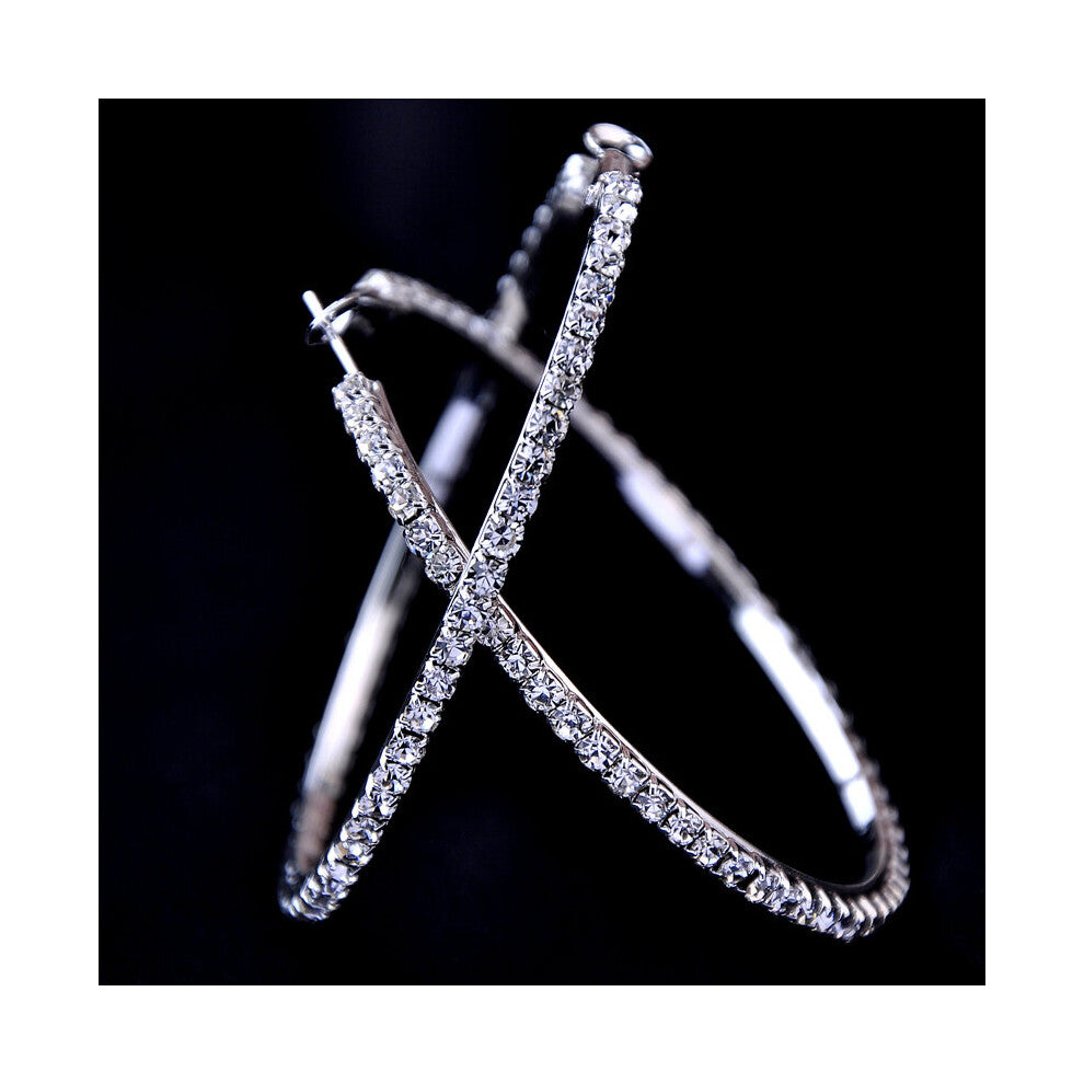 30-100mm Large Crystal Hoops Earrings Paparazzi Basketball Wives CZ Hiphop Earrings Christmas Gift