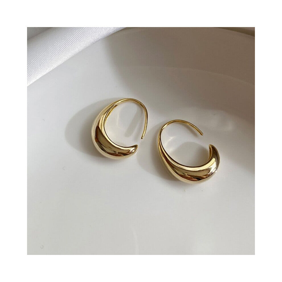 Water Drop Shaped Hoop Earrings Women's Chunky Hoops Geometrical Brass Earrings Minimalist Wedding Party Jewelry
