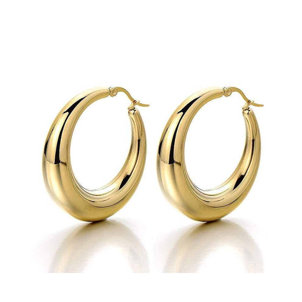 925 Silver Needle Plated Thick Hoops - Thick Hoop Earrings - Thick Hoops - Light Weight Hoops