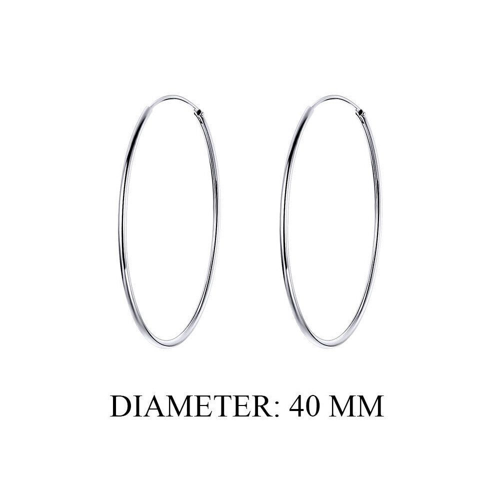 925 Sterling Silver Large Hoop Earrings Circle Endless Huggie Big Hoops Earring 30-40mm for Women Girls