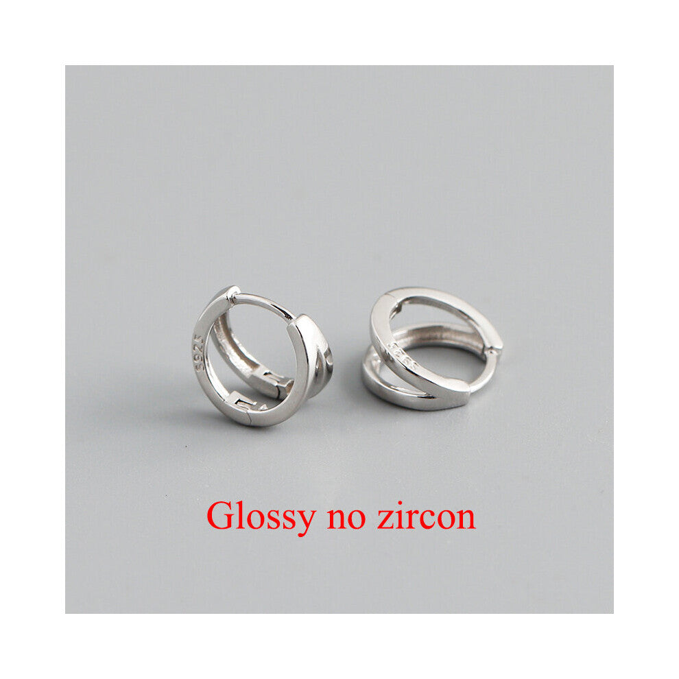 925 Sterling Silver Glossy Double Ear Buckle for Women Unique Charm Party Hoop Earrings Fine Jewelry Accessories