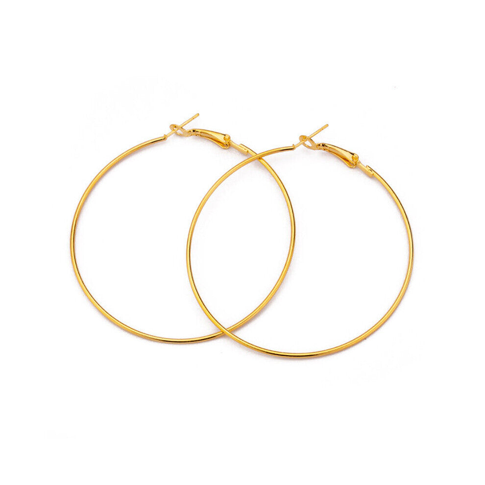 (Light Yellow Gold Color, Red) 1 Pair 25 30 40 50 60mm Rhodium Round Big Circle Hoop Earring Hoops DIY Women Jewelry Making Accessories
