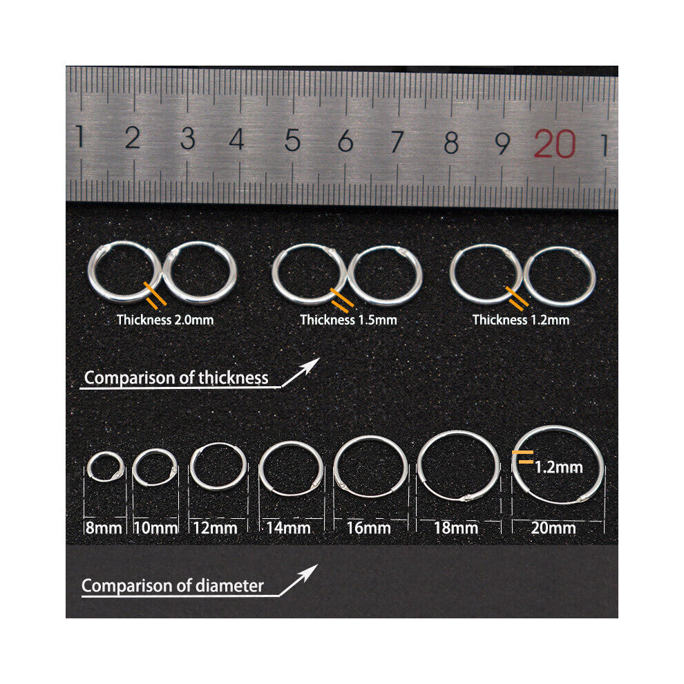 925 Sterling Silver Concise Hoop Earrings Bold&Normal&Thin Hoop Earrings Mini Small Round Circle Earrings Hoops