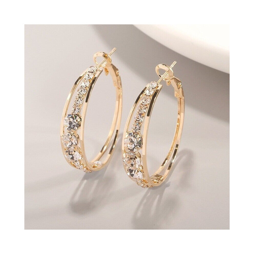 Creative Hollowed Geometric Circular Zircon Earrings Women Earrings Wedding Engagement Jewelry