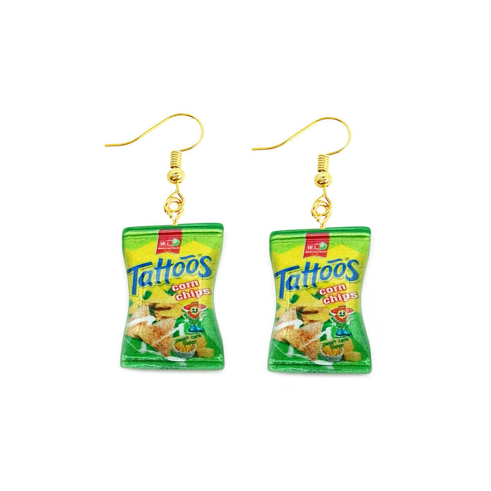 Earring For Women Resin Drop Girls Gift Eardrop Funny French Fries Cheese Chips Food Snacks