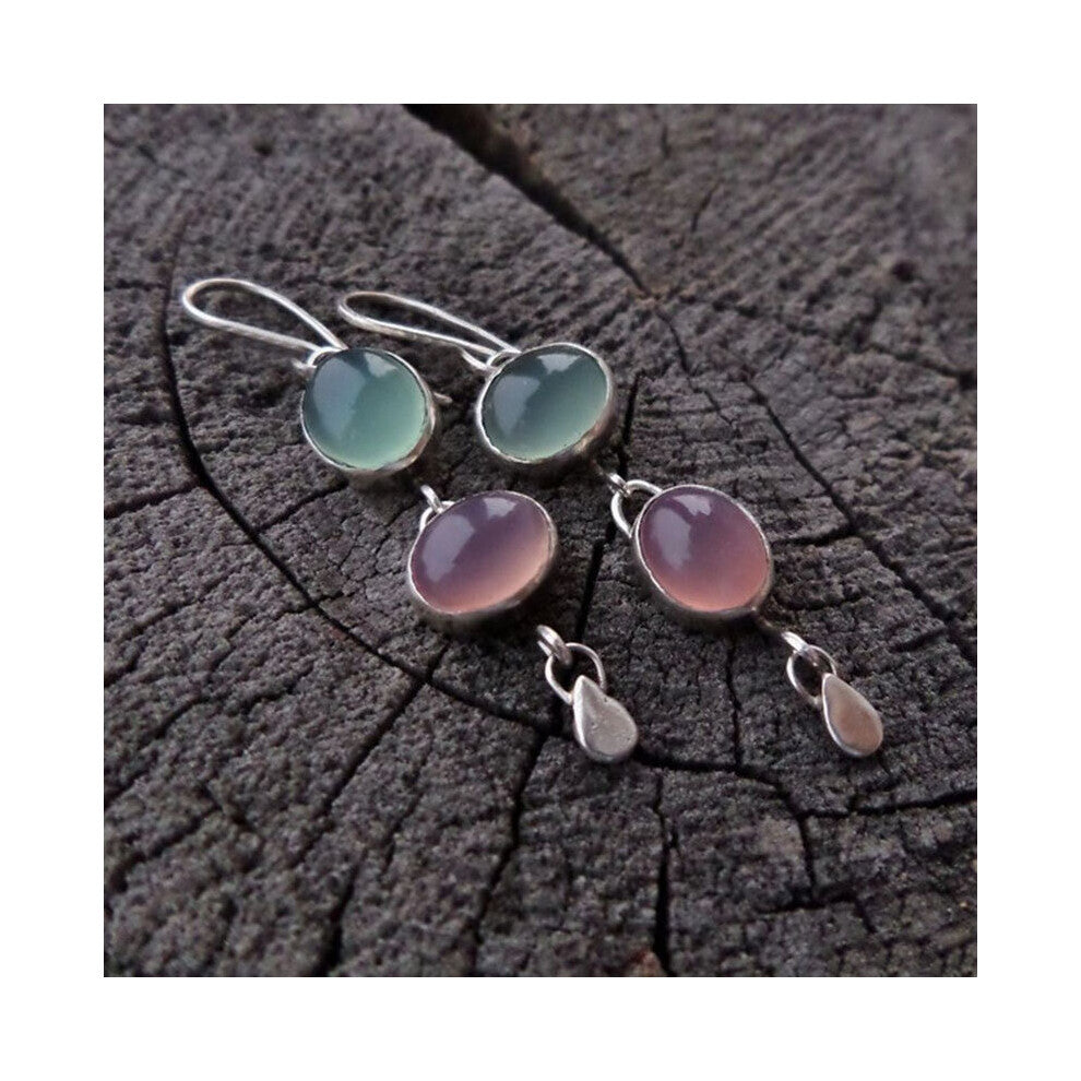 Delicate Natural Moonstone Drop Earrings Charms Jewelry Oval Pink Stone Wedding Earrings Engagement Gift for Women