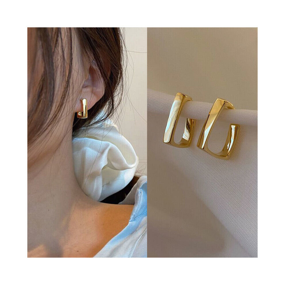 Women Stainless Steel Glossy Stud Earrings Temperament Ladies Square Earrings Party Birthday Gift Jewelry