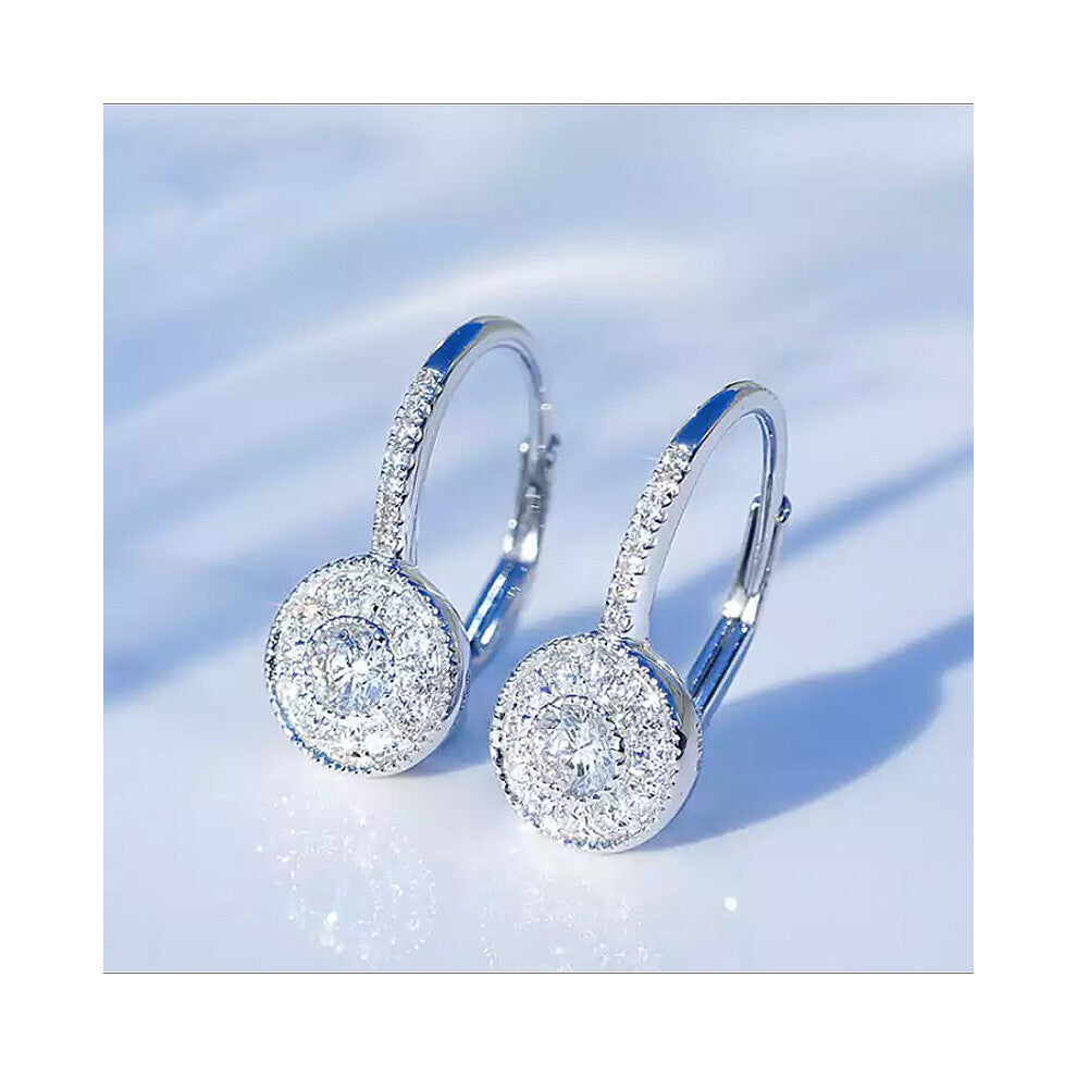 Hoops Dangle Earrings for Women with Dazzling Cubic Zirconia Silver Gift Statement Jewelry Drop