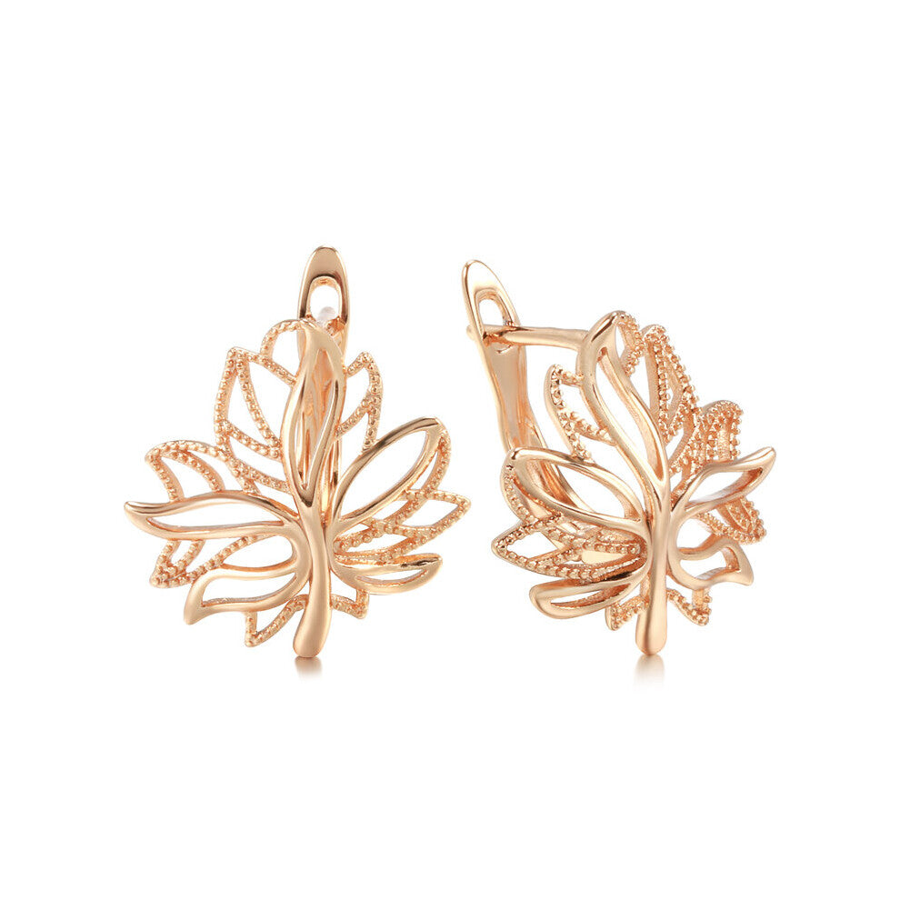 Kinel Glossy Dangle Earrings 585 Rose Leaf Earrings For Women High Daily Fine Jewelry