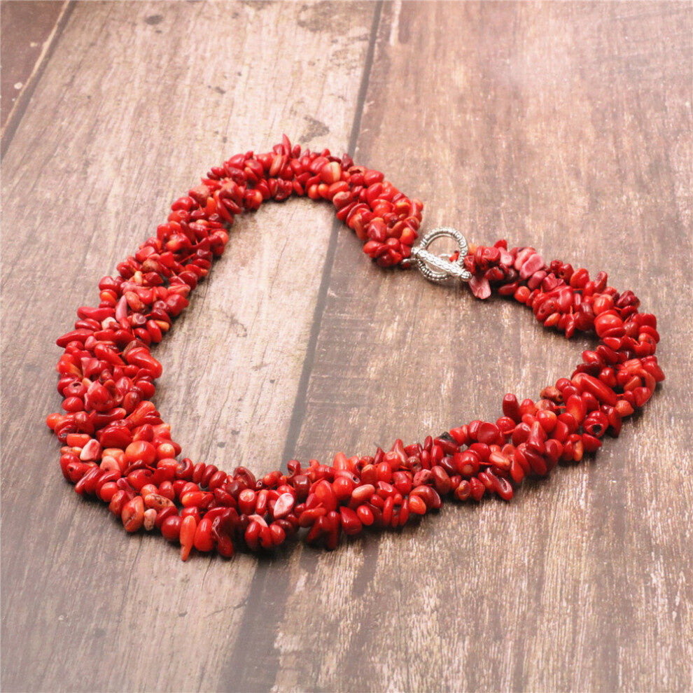Natural Red Coral 5-7mm Irregular Gravel Chip Beads Necklace High Women Jewelry Making 18inch B522