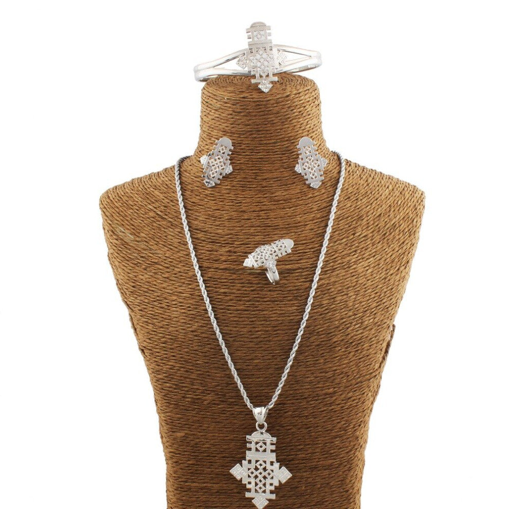 Ethiopian Cross Necklace-Pendant-Bangle-Earring-Ring Set Jewelry Habesha Jewelry Coptic African Bride Ethiopia
