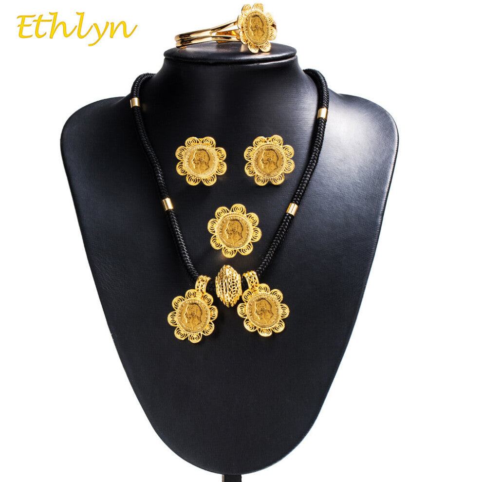 DIY Women Ethiopian Coins Jewelry Sets Wedding Party Engagement Jewelry Accessories S067