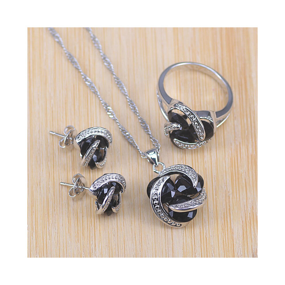 Big Jewelry Sets For Women Party Jewelry Silver CZ Necklace-Pendants- Earring-Bracelets-Ring Sets