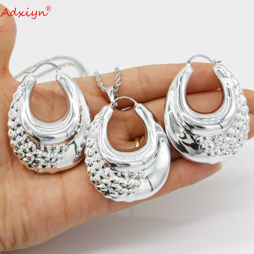 Silver Wedding Jewelry Set Earring-Pendant-Necklace For Women-Girls Birthday Party N12064
